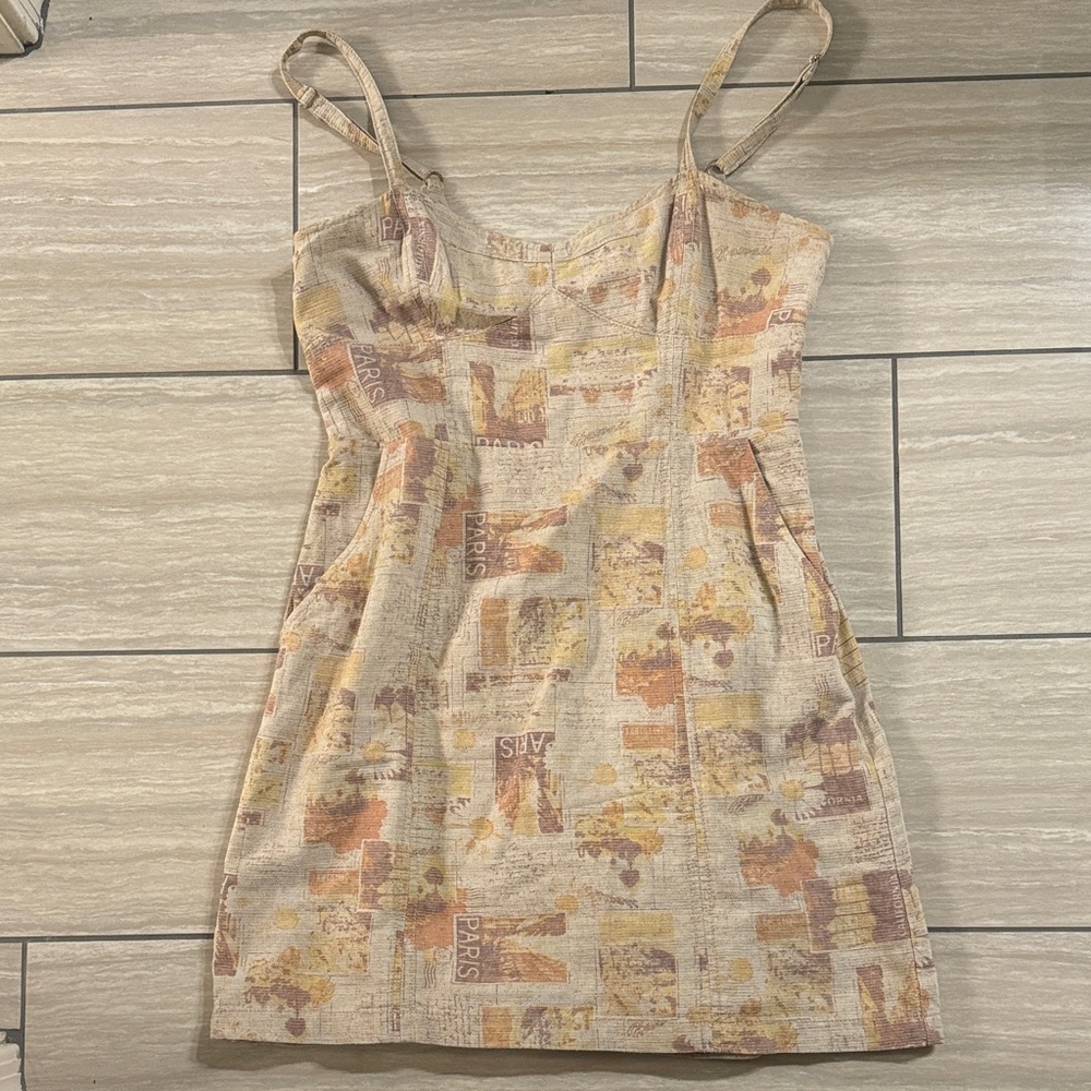 Urban Outfitters Beige and Orange Mini Dress